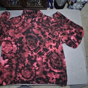 bebe Pink and Black Tie-Dye Fleece Pullover Turtleneck